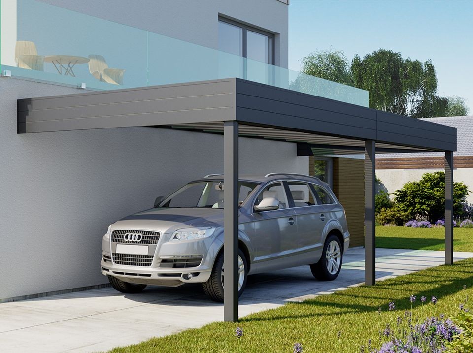 Carport en aluminium toit plat