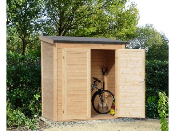 abri de jardin 5m2 avec un vélo à l'intérieur