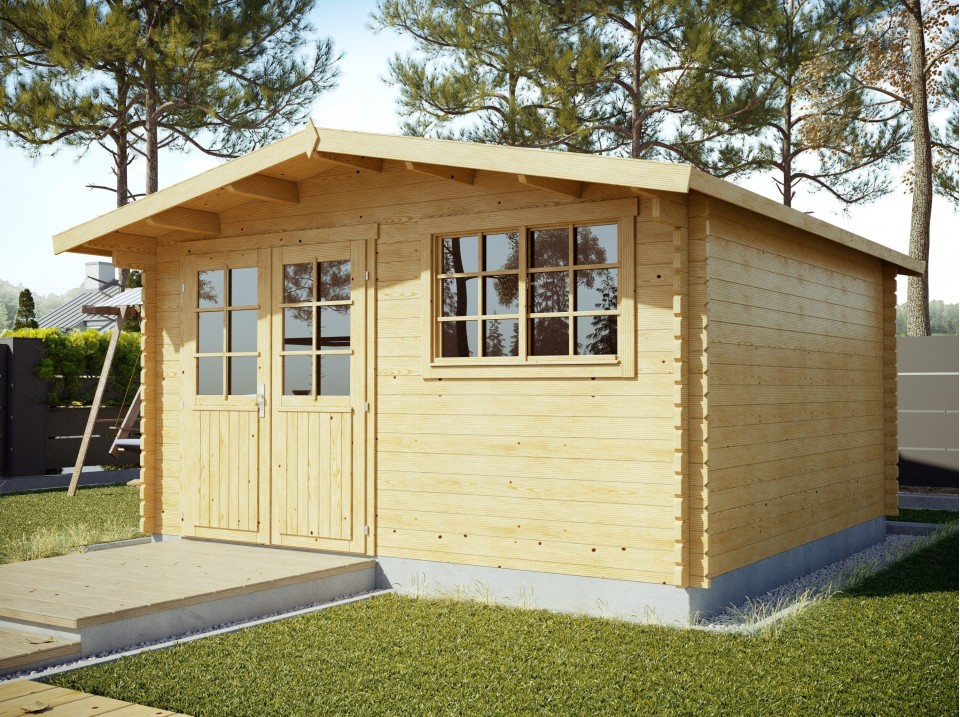 Chalet de jardin habitable Virginie 24m2 + Mezz. , HLL en 70 mm en kit