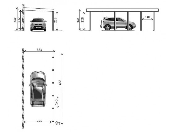 Mesures carports adossés