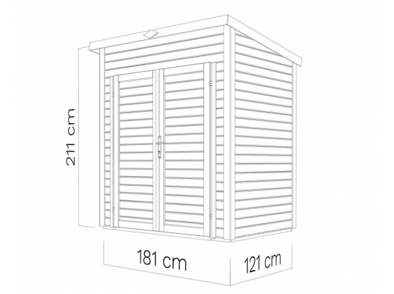 mesures de l'abri de jardin bois 181 X 121 cm