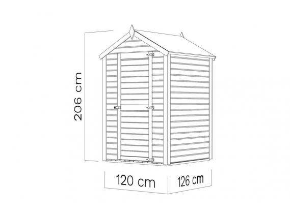 mesures de l'abri de jardin Fidji 120 X 126