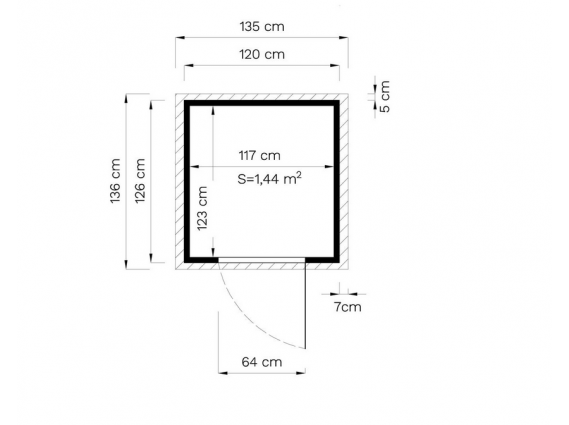 plan abri de jardin Fidji 120 X 126