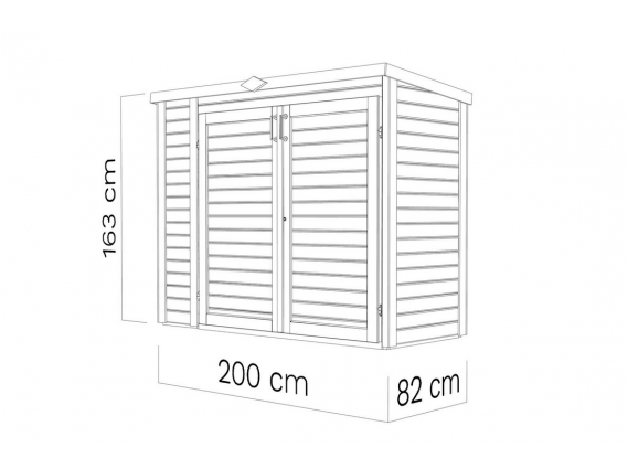 Mesures d'un coffre en bois pour vélo 200 x 82 cm