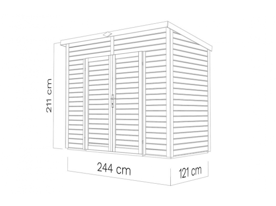 mesures de abri de jardin 2.96 m² à toit simple pente
