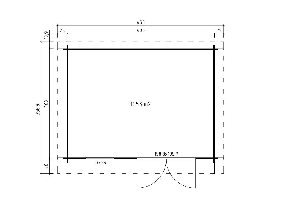 Chalet de jardin bois JULIA 16m2 - 44mm