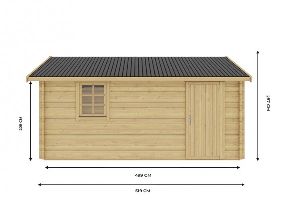 Les mesures du garage bois porte de service