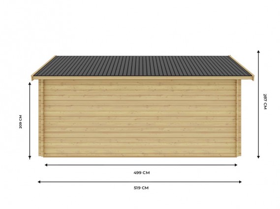 Les mesures de l'autre côté du garage bois