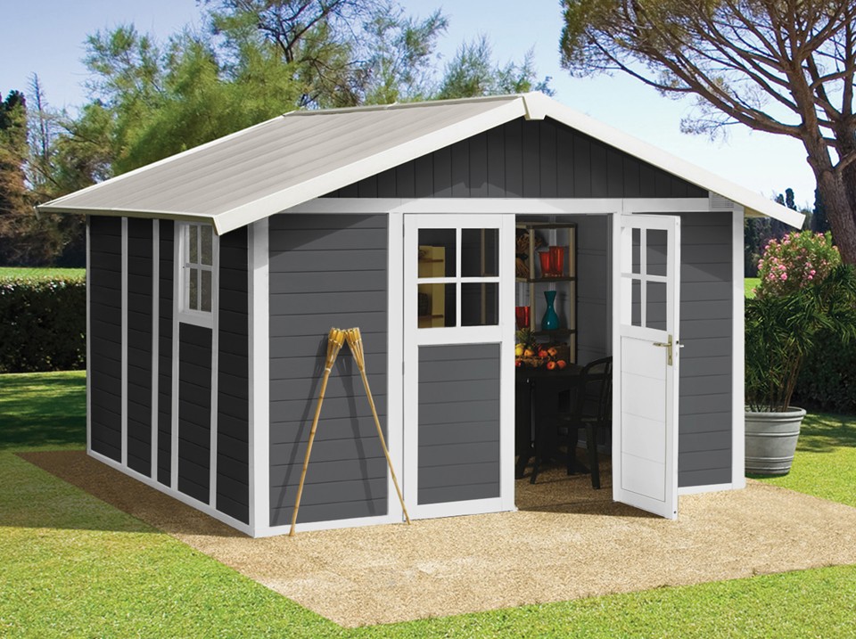 ABRI DE JARDIN PVC DECO 11 GRIS FONCE