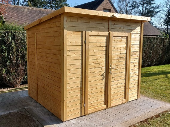 Abri de jardin en bois 239 x 181 cm, porte double en bois