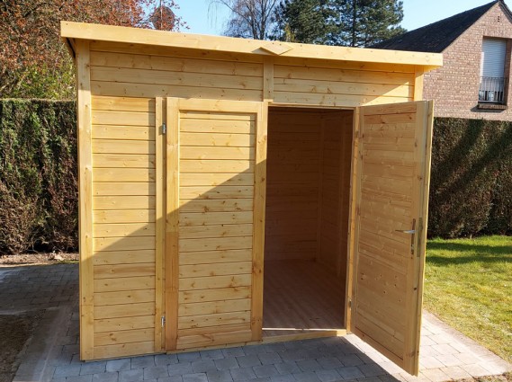 Abri de jardin en bois 239 x 181 cm, porte double en bois