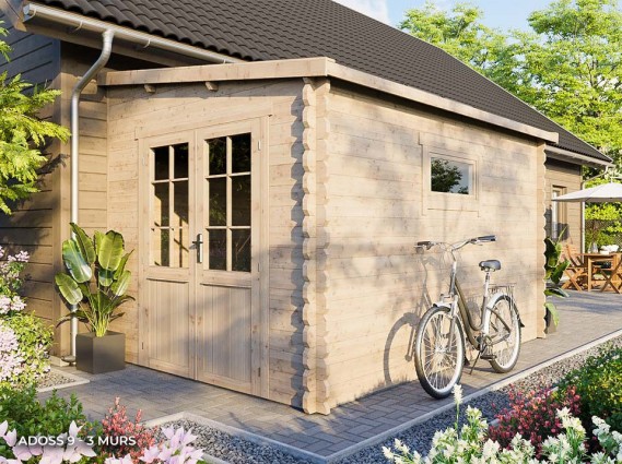 Abri de jardin adossable avec toiture simple pente