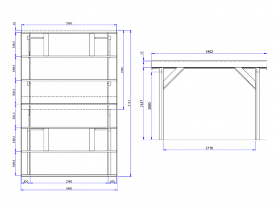 Plan du carport bois Palerme