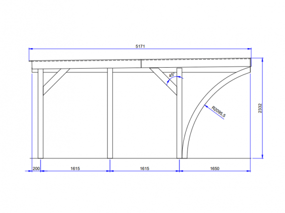 Plan et mesures du carport bois design