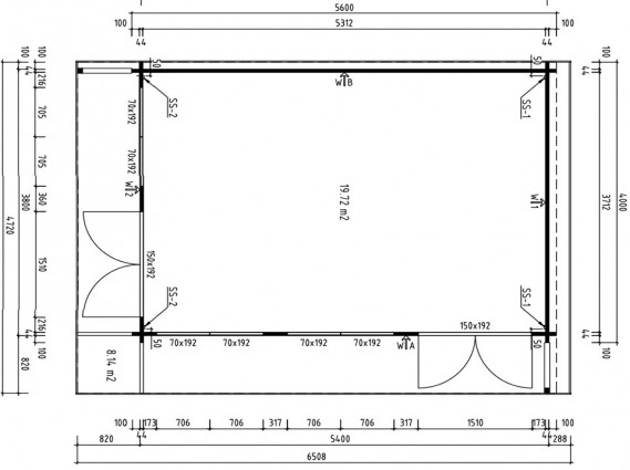 Plan et mesures du CHALET EN BOIS LUMIO