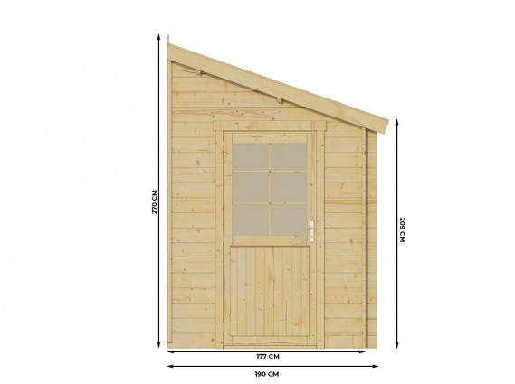 Mesures de la façade d'abri de jardin adossable pour espace étroit