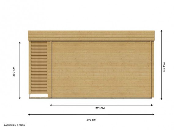 Mesures du côté bureau de jardin bois