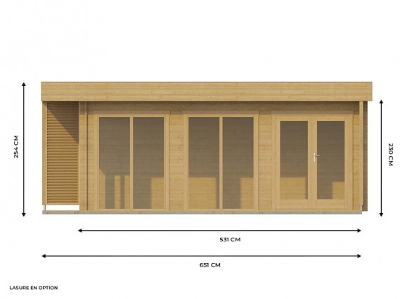 Autres mesures du côté bureau de jardin bois