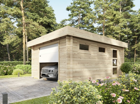 garage bois 19,2 m2 avec porte sectionnelle