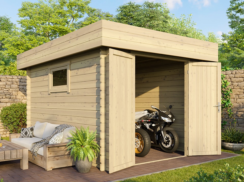 Abri moto en bois ROVETO 9m² - 28mm