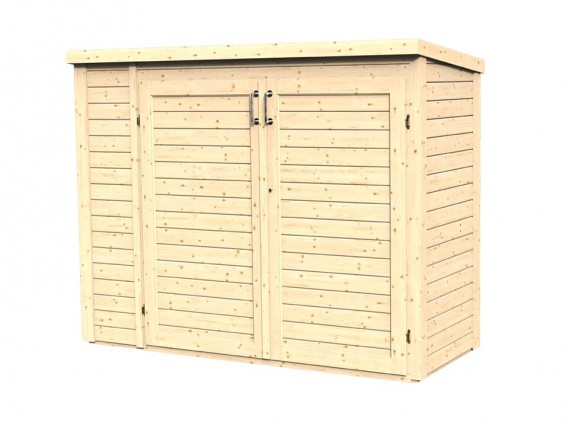 coffre en bois pour vélo 200 x 82 cm porte fermée