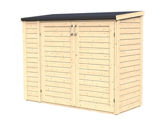 coffre en bois pour vélo 200 x 82 cm toiture simple pente