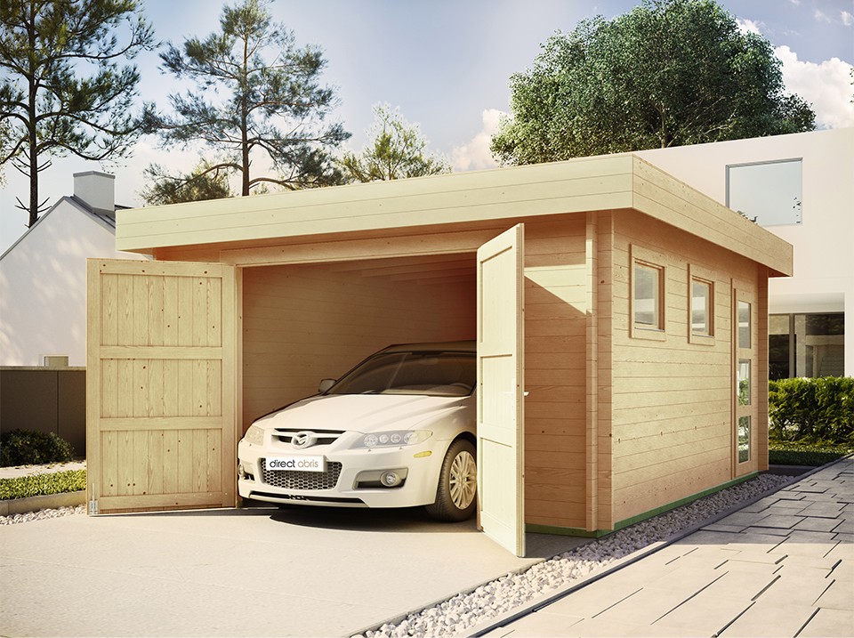 Chaletdejardin.fr Garage en Bois pour Une Voiture, superficie 24m2