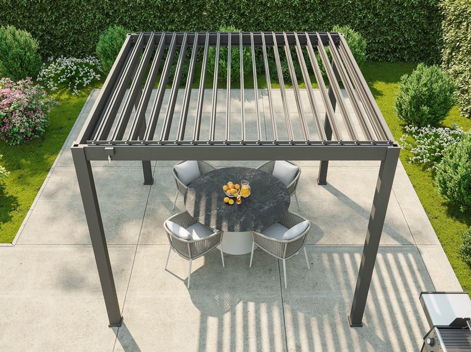 Pergola bioclimatique en alu 3X3M - Anthracite