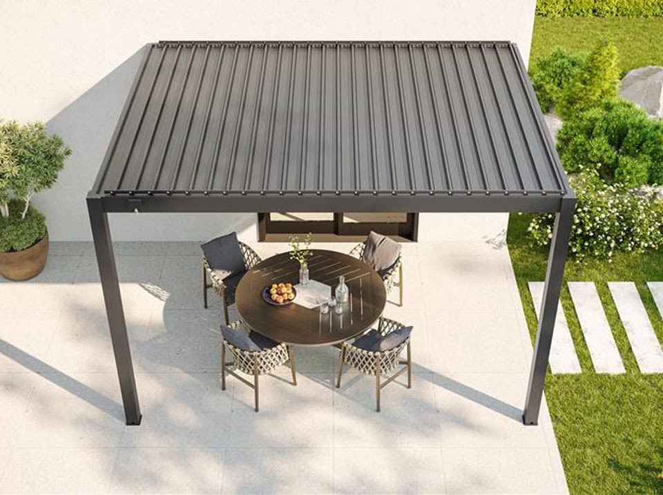 Pergola bioclimatique autoportante 300x600x250 cm anthracite - IRATY