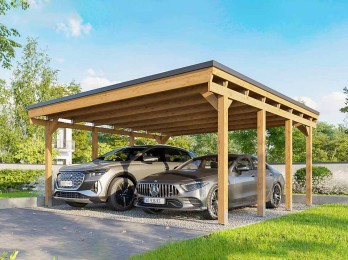 carport bois 2 voitures 558x555 cm