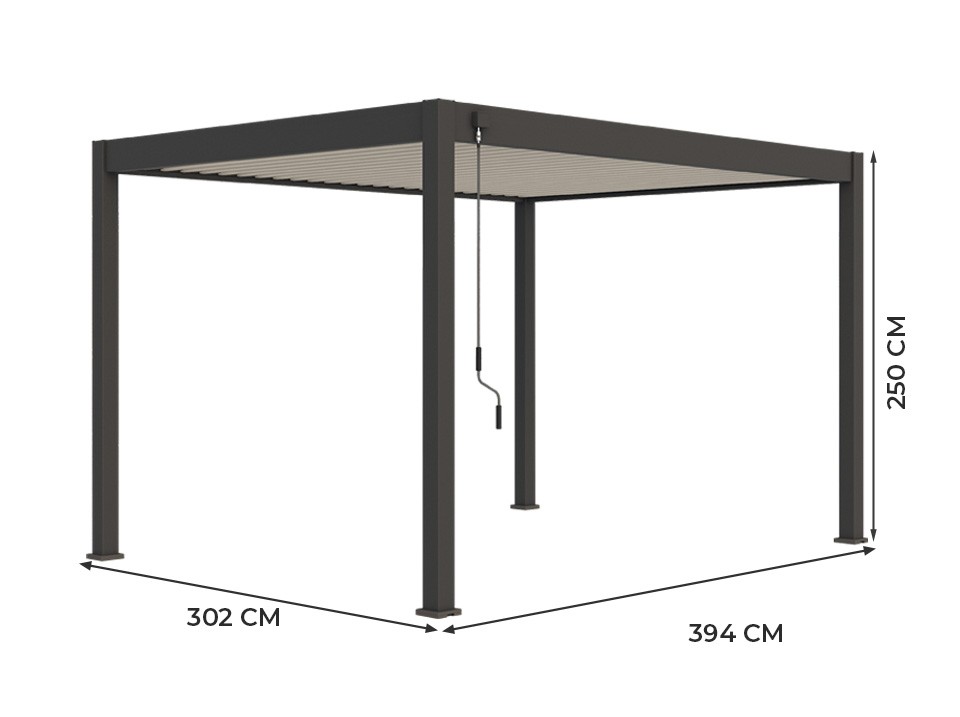 Pergola bioclimatique 3x4 - ECLIPSE 12 anthracite autoportée