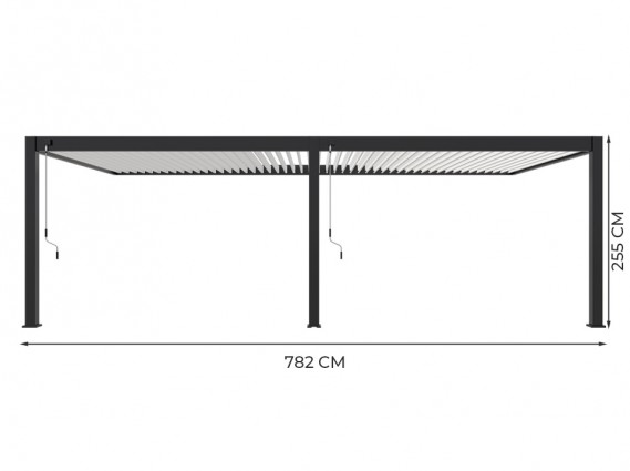 Mesure de face du pergola bioclimatique HALO adossée