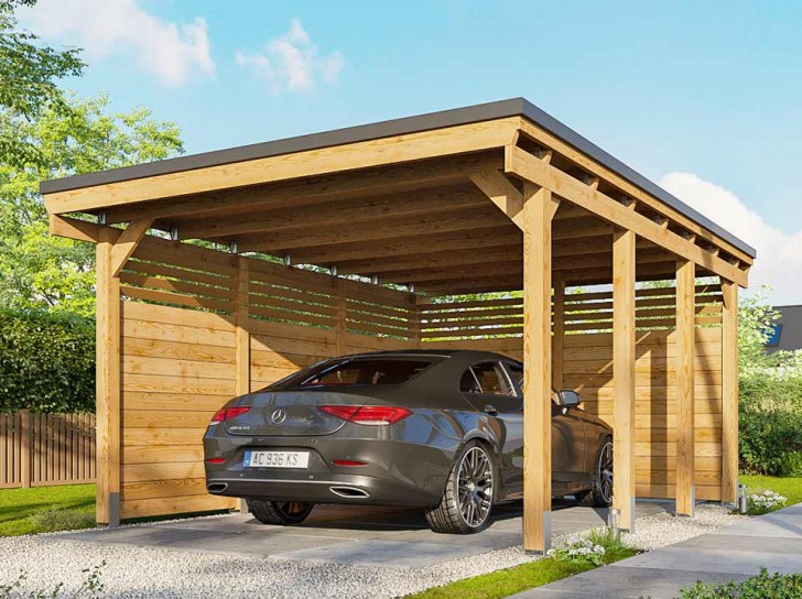 Carport bois 1 voiture Le Havre 18 - 22.75 m² non couvert