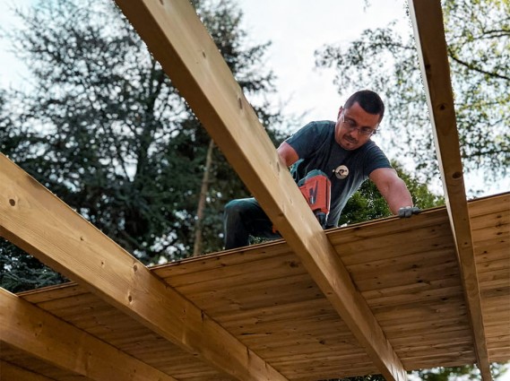 Installation du carport bois 2 voitures