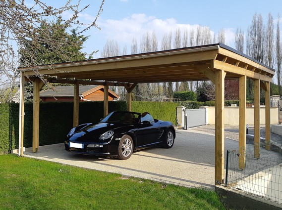Carport bois CASTELLANE pour 2 voitures