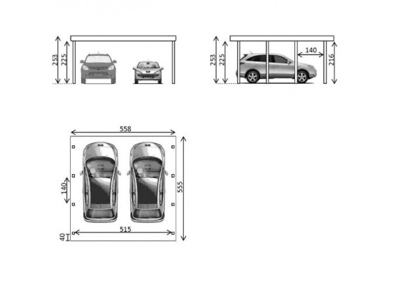 Plan de toiture de carport bois CASTELLANE