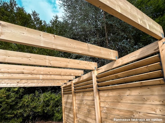 Installation de toiture d'un carport bois