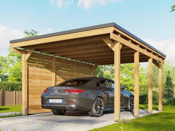 Carport bois CASTELLANE avec 3 panneaux latéraux