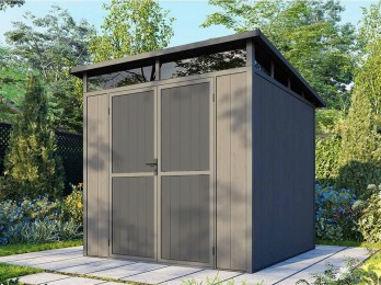 Abri de jardin composite gris 4 m² avec simple pente