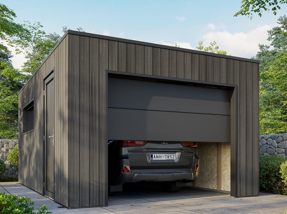 Garage en bois composite couleur gris ardoise