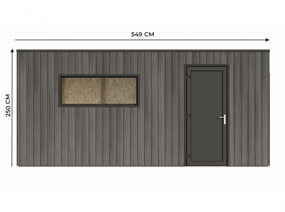 Mesures du garage en bois composite côté porte de service