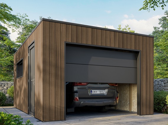 Garage bois composite SILVERSTONE couleur Teck