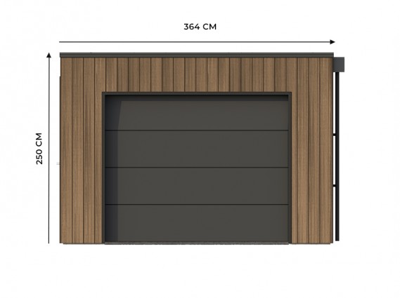 Mesures de la façade du garage en bois composite SILVERSTONE couleur Teck