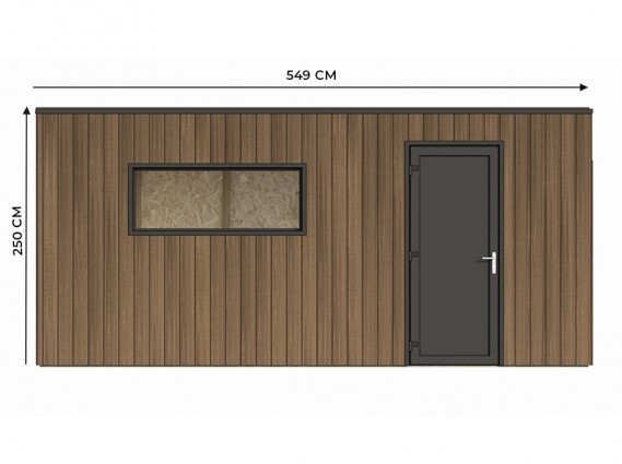 Mesures de la partie réservée à la porte de service du garage en bois composite SILVERSTONE couleur Teck