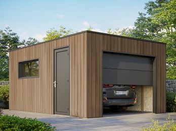 Garage en bois composite SILVERSTONE couleur Teck
