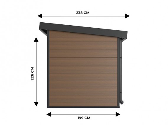 vue de l'autre côté de l'abri de jardin composite 5m2 brun - 28 mm
