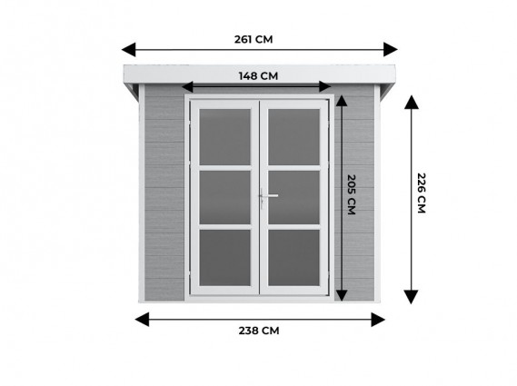 abri de jardin 5 m² porte double 28 mm
