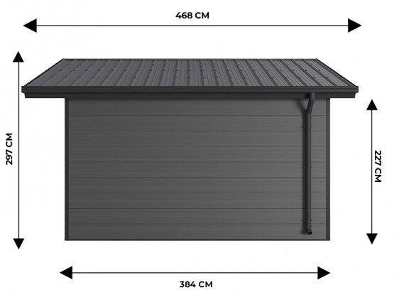 Mesures  du côté de l'abri de jardin composite ISORA