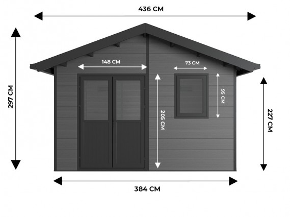 Mesures de la façade de l'abri de jardin composite ISORA