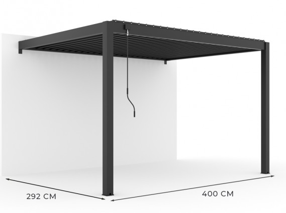 Mesures de la pergola bioclimatique Zenith vue de côté